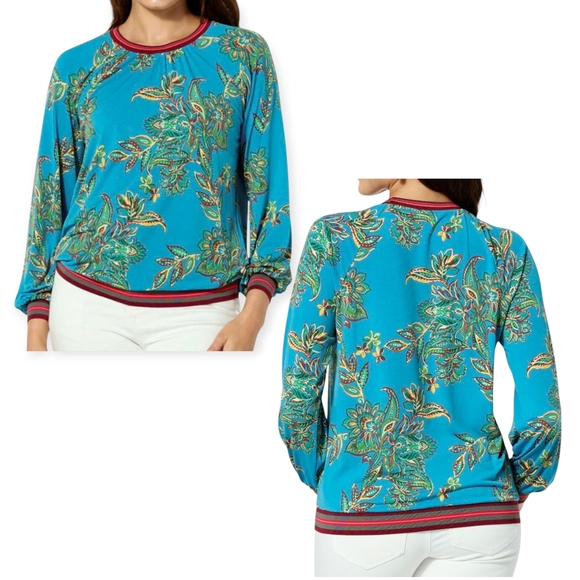 IMAN Yellow and Red Relaxed Blouse - Picture 7 of 7